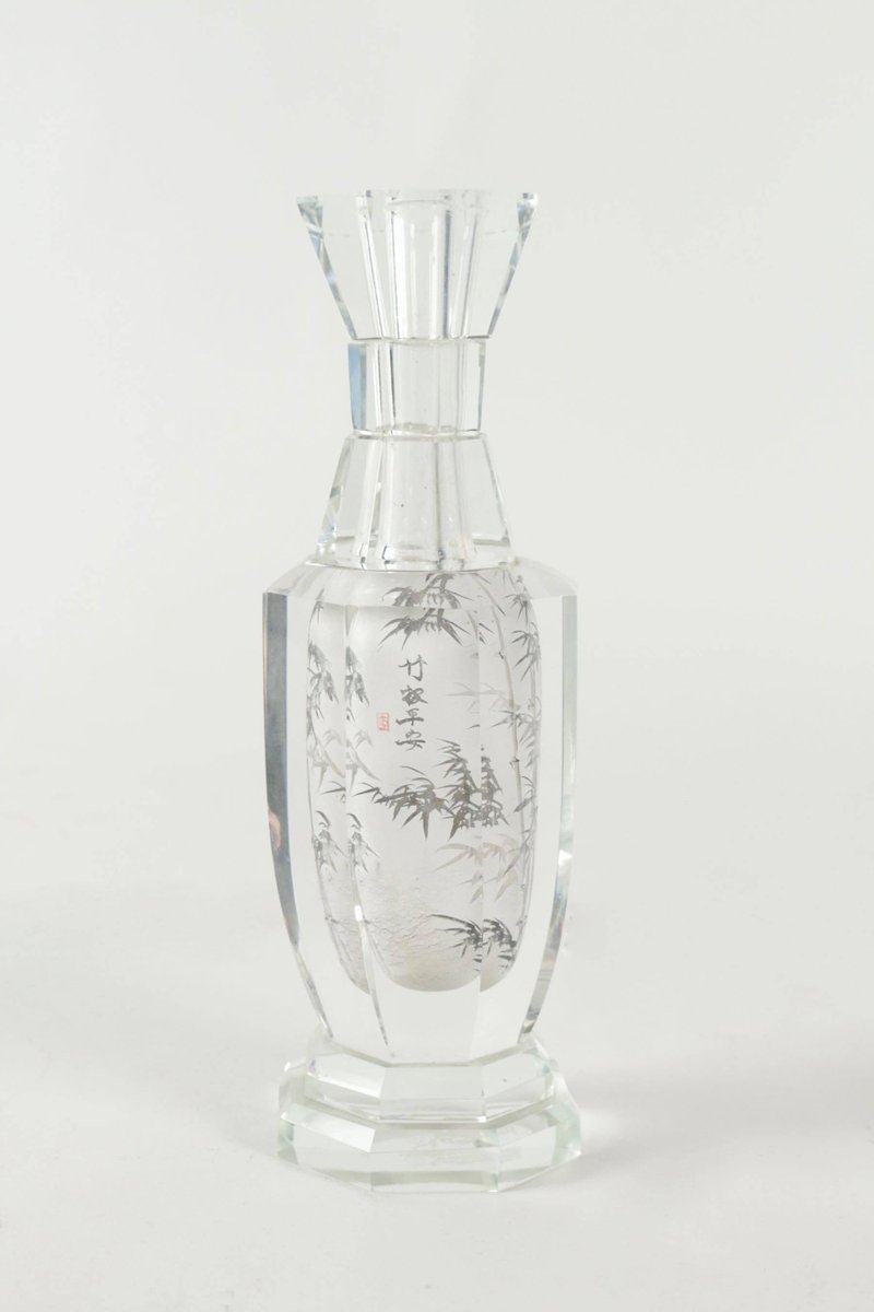 Chinoiserie Vase in Crystal, 1940s