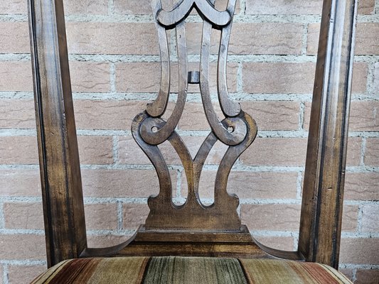 Chippedale Style Dining Chairs in Walnut with Padded Seats, 1930s, Set of 6-ZUW-1799258