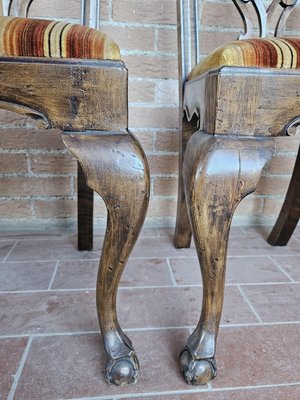 Chippedale Style Dining Chairs in Walnut with Padded Seats, 1930s, Set of 6-ZUW-1799258