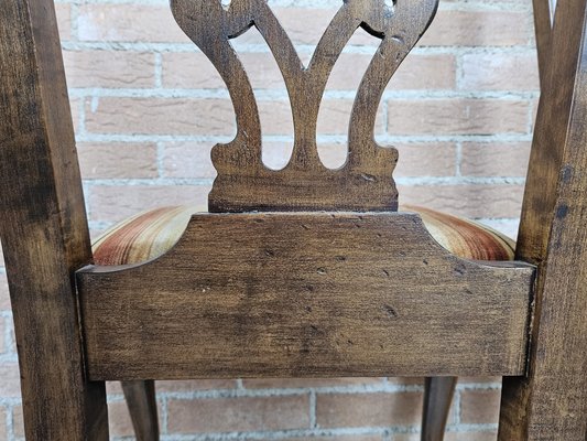 Chippedale Style Dining Chairs in Walnut with Padded Seats, 1930s, Set of 6-ZUW-1799258