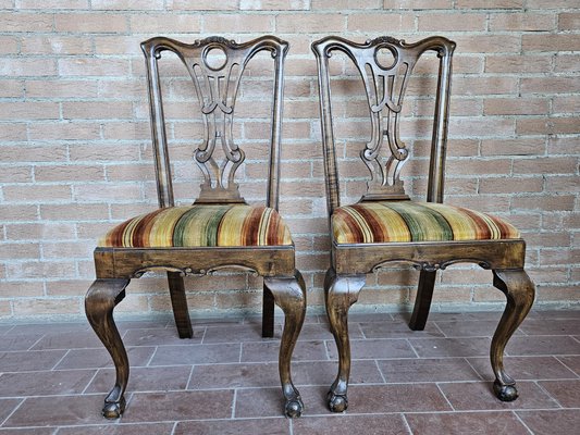 Chippedale Style Dining Chairs in Walnut with Padded Seats, 1930s, Set of 6-ZUW-1799258