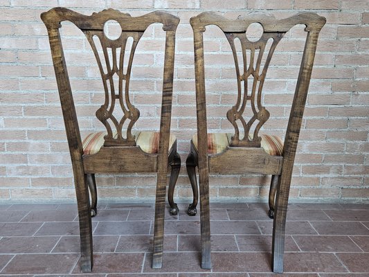 Chippedale Style Dining Chairs in Walnut with Padded Seats, 1930s, Set of 6-ZUW-1799258