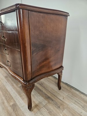 Chippendale Chest of Drawers in Walnut and Maple with Brass Handles, 1930-ZUW-2022691