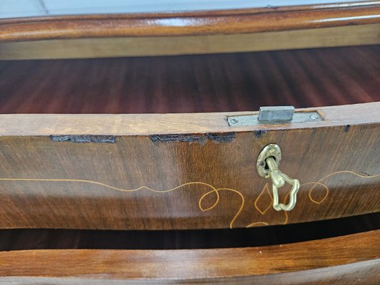 Chippendale Chest of Drawers in Walnut and Maple with Brass Handles, 1930-ZUW-2022691