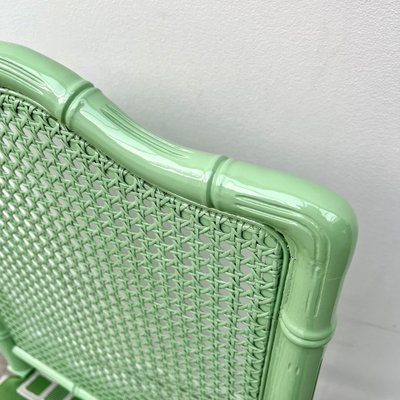 Chippendale Faux Bamboo Dining Chair with Woven Green and Grey Pierre Frey Silk by Kaatjes Classics, 1970s-GMU-1818675