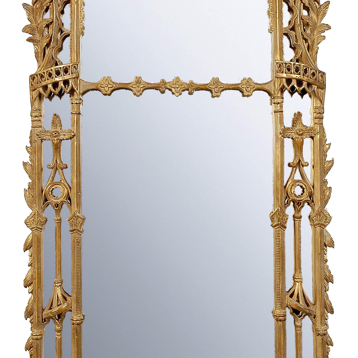 Chippendale Handcrafted Rectangular Gold Foil Wood Mirror, Spain, 1970s