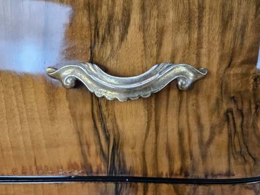 Chippendale Style Chest of Drawers in Burr Walnut and Blond Walnut with Glass Top, 1940-ZUW-2023430