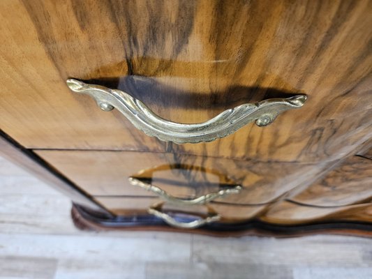 Chippendale Style Chest of Drawers in Burr Walnut and Blond Walnut with Glass Top, 1940-ZUW-2023430