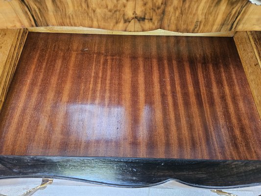 Chippendale Style Chest of Drawers in Burr Walnut and Blond Walnut with Glass Top, 1940-ZUW-2023430