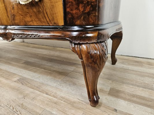 Chippendale Style Chest of Drawers in Burr Walnut and Blond Walnut with Glass Top, 1940-ZUW-2023430