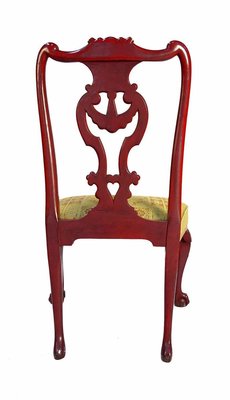 Chippendale Style Red Lacquered Rosewood Chairs, 1880s, Set of 2-CEJ-626678