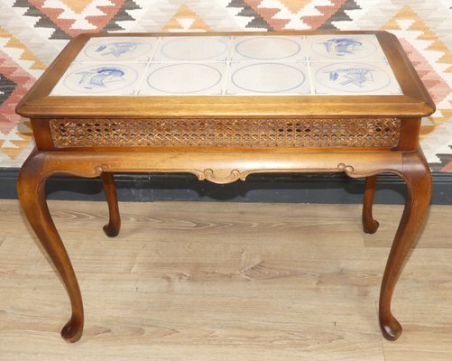 Chippendale Style Side Table in Tiles & Braid, 1960s-AFE-1326063