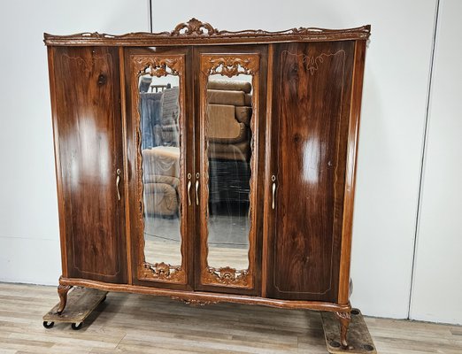 Chippendale Style Walnut and Maple Wardrobe, 1930-ZUW-2022725