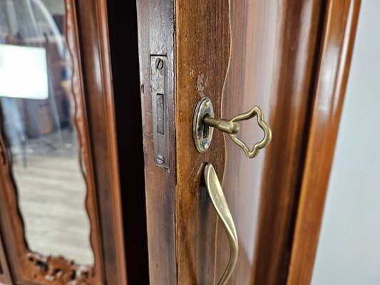 Chippendale Style Walnut and Maple Wardrobe, 1930-ZUW-2022725