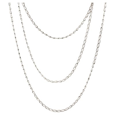 Chiseled Silver Long Chain Necklace, 1900s-OLU-1099178