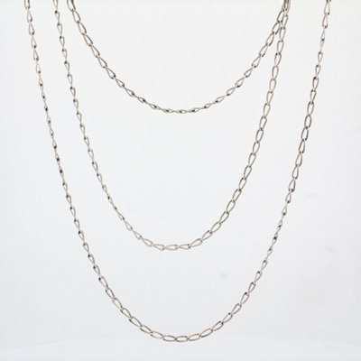 Chiseled Silver Long Chain Necklace, 1900s-OLU-1099178