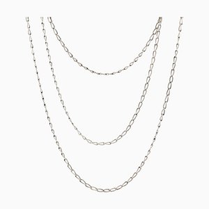 Chiseled Silver Long Chain Necklace, 1900s-OLU-1099178