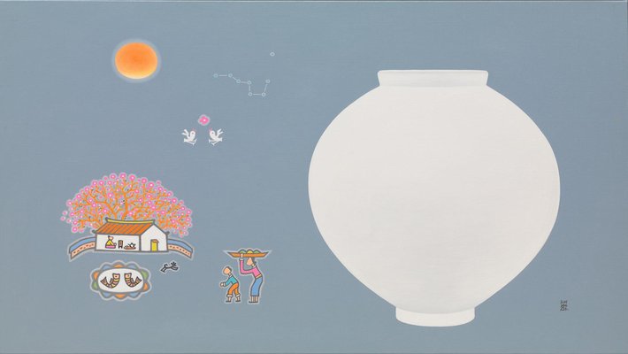 Cho Mun-Hyun, Landscape with a Moon Jar, 2021, Acrylic on Canvas-CHG-1357637