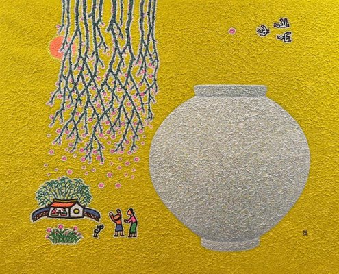 Cho Mun-Hyun, Landscape with a Moon Jar, 2022, Acrylic on Paper-CHG-1357632