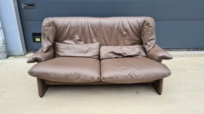 Chocolate Brown Leather 2-Seater Sofa by Vico Magistretti for Cassina-WBX-1001388