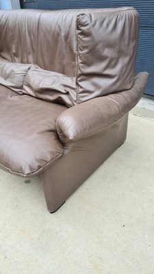 Chocolate Brown Leather 2-Seater Sofa by Vico Magistretti for Cassina-WBX-1001388