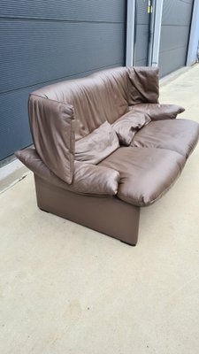 Chocolate Brown Leather 2-Seater Sofa by Vico Magistretti for Cassina-WBX-1001388