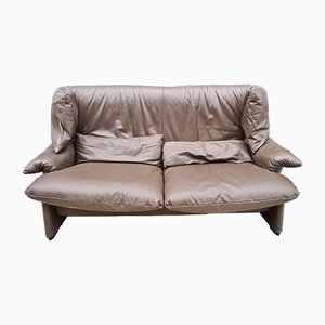 Chocolate Brown Leather 2-Seater Sofa by Vico Magistretti for Cassina-WBX-1001388