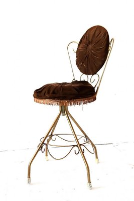 Chocolate Brown Velvet Vanity Chair, 1960s-OXJ-569147