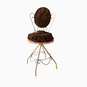 Chocolate Brown Velvet Vanity Chair, 1960s-OXJ-569147