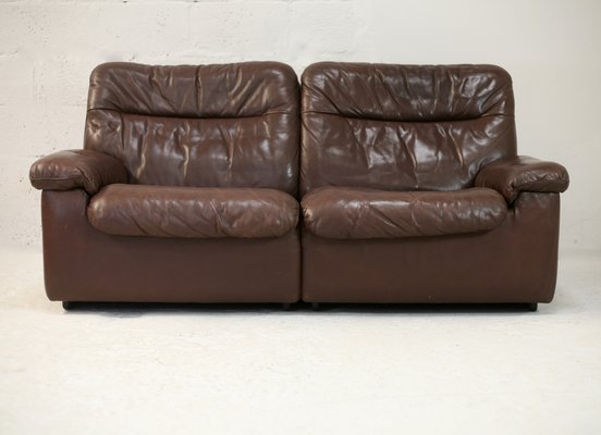 Chocolate Leather Sofa from De Sede, Switzerland, 1970s-MAO-1313291