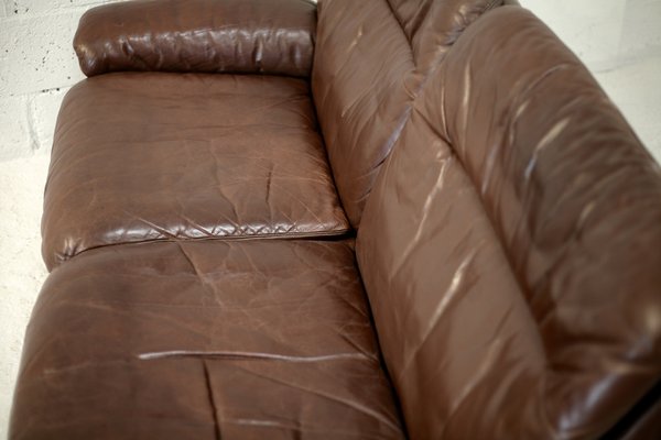 Chocolate Leather Sofa from De Sede, Switzerland, 1970s-MAO-1313291