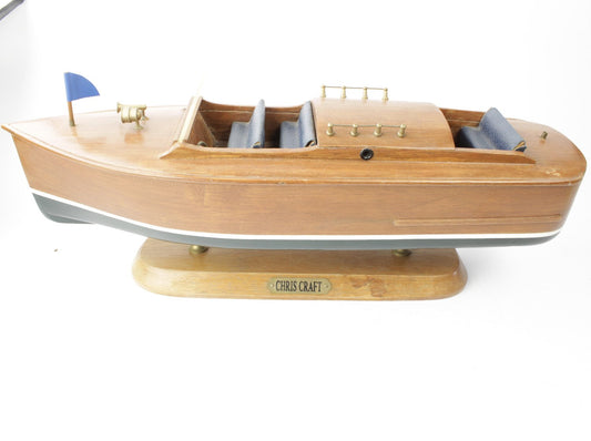 Chris Craft Boat Model in Piece of Wood