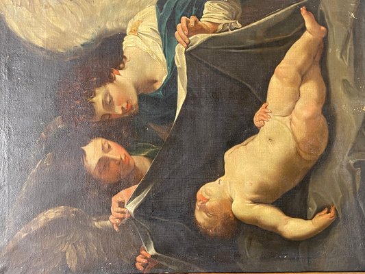 Christ Child and Two Angels, 17th Century, Oil on Canvas, Framed-PKM-2036559