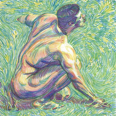 Christian Frederiksen, Figure Coalescing Nature, 2023, Chalk Pastel on Paper-CHG-2037498