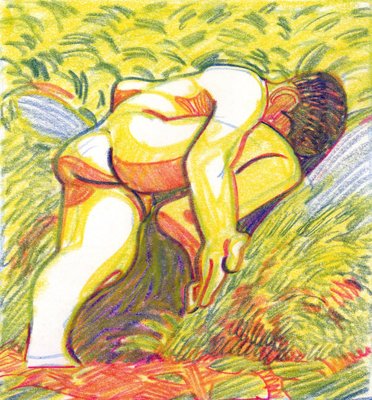 Christian Frederiksen, Figure in Nature, Primaries, 2023, Chalk Pastel on Paper-CHG-2037492