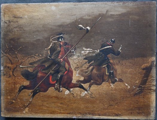 Christian Sell, German Military Scene, Painting on Panel, 19th Century-RIK-1765768