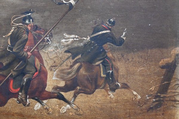 Christian Sell, German Military Scene, Painting on Panel, 19th Century-RIK-1765768