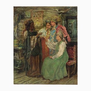 Christmas Divination Painting After Makovsky, Early 20th Century.-WMV-1127306