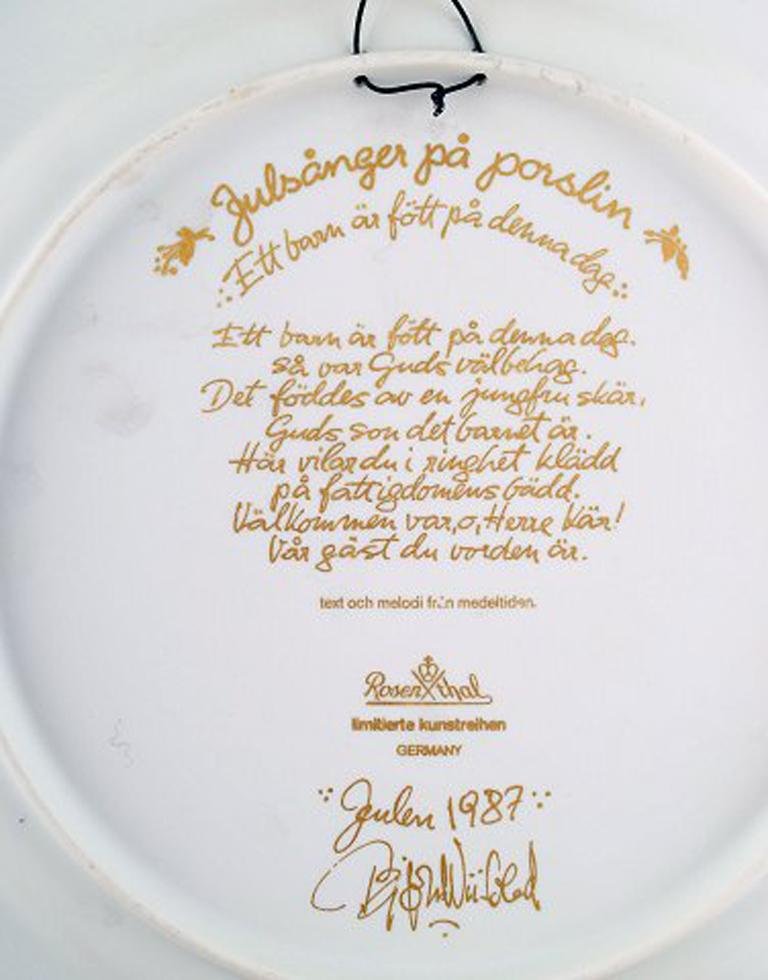 Christmas Plate in Porcelain by Wiinblad for Rosenthal, 1987