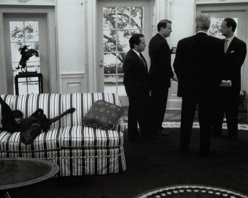 Christopher Morris, Buddy on Couch at the White House With Gore and Clinton, Film Photograph-KHH-1243937