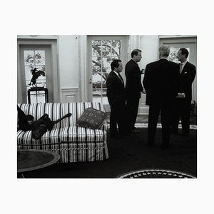 Christopher Morris, Buddy on Couch at the White House With Gore and Clinton, Film Photograph-KHH-1243937