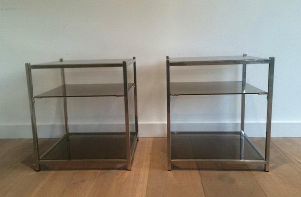 Chrome 3-Tier Side Tables, 1940s, Set of 2-BA-658614