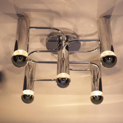 Chrome 5-Light Flush Mount Wall or Ceiling Lamp from Leola, 1970s-VLZ-705154