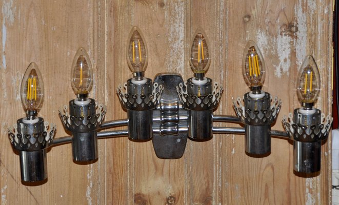 Chrome 6-Light Wall Sconce, 1960s-ROJ-875549