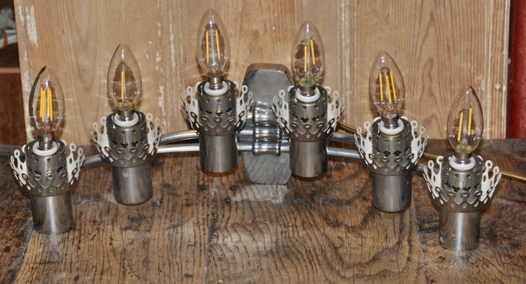 Chrome 6-Light Wall Sconce, 1960s-ROJ-875549