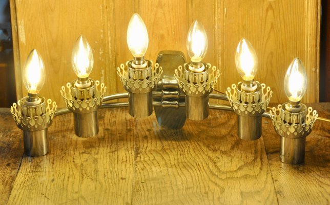 Chrome 6-Light Wall Sconce, 1960s-ROJ-875549