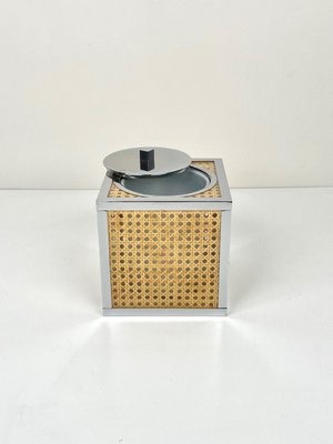 Chrome Acrylic Wicker Rattan Barware Ice Bucket, France, 1970s-LYQ-1171413