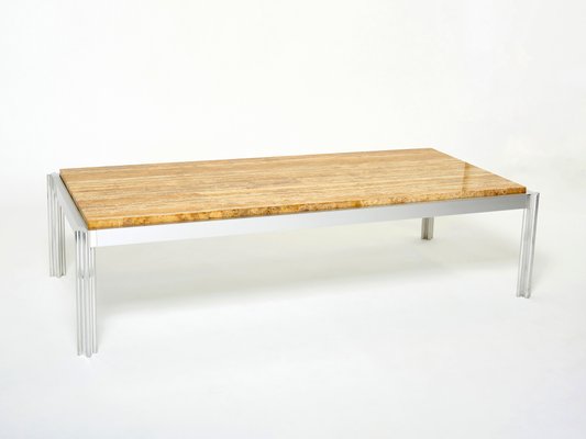 Chrome Aluminium & Yellow Travertine Coffee Table from George Ciancimino, 1975-YJA-1347978