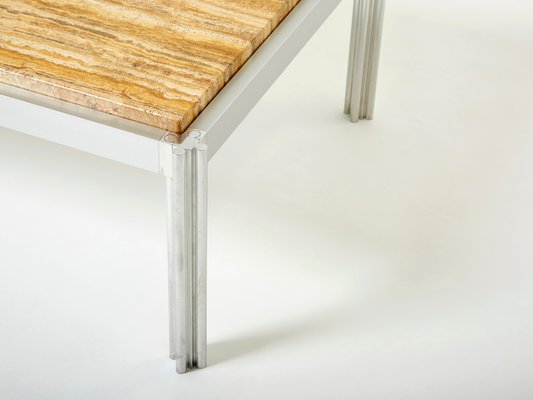 Chrome Aluminium & Yellow Travertine Coffee Table from George Ciancimino, 1975-YJA-1347978