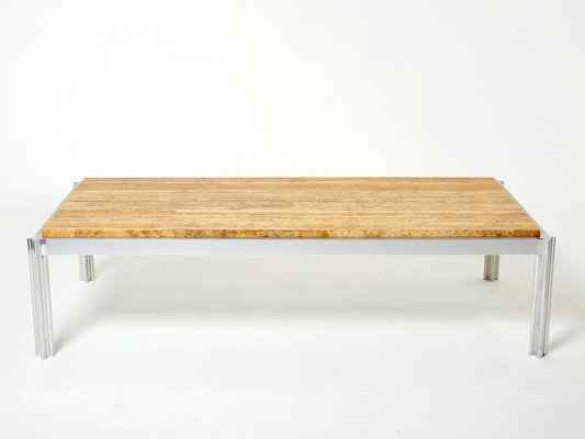 Chrome Aluminium & Yellow Travertine Coffee Table from George Ciancimino, 1975-YJA-1347978